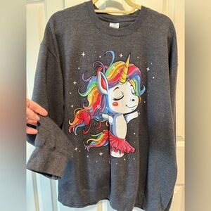 Dancing Unicorn Crewneck Sweatshirt Size 2XL